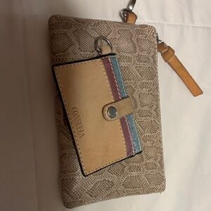 Consuela Snakeskin and Multicolor Wristlet
